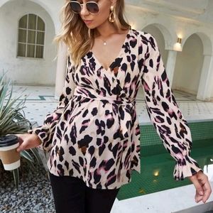 Maternity Allover Print Belted Blouse